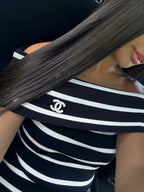 TOP RAYÉ CHANEL COL BATEAU