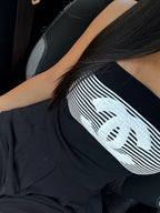 DÉBARDEUR NOIR CHANEL À RAYURES BLANCHES