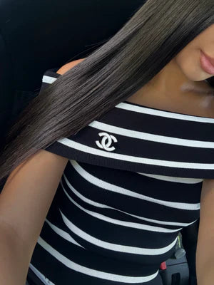 TOP RAYÉ CHANEL COL BATEAU