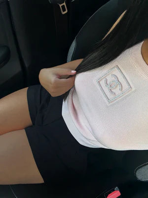 TOP ROSE CHANEL AVEC LOGO SCINTILLANT