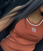 TOP LOEWE MARRON AVEC BORDURES BLANCHES