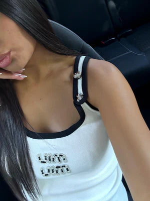 DÉBARDEUR MIU MIU BLANC AVEC LOGO MULTICOLORE